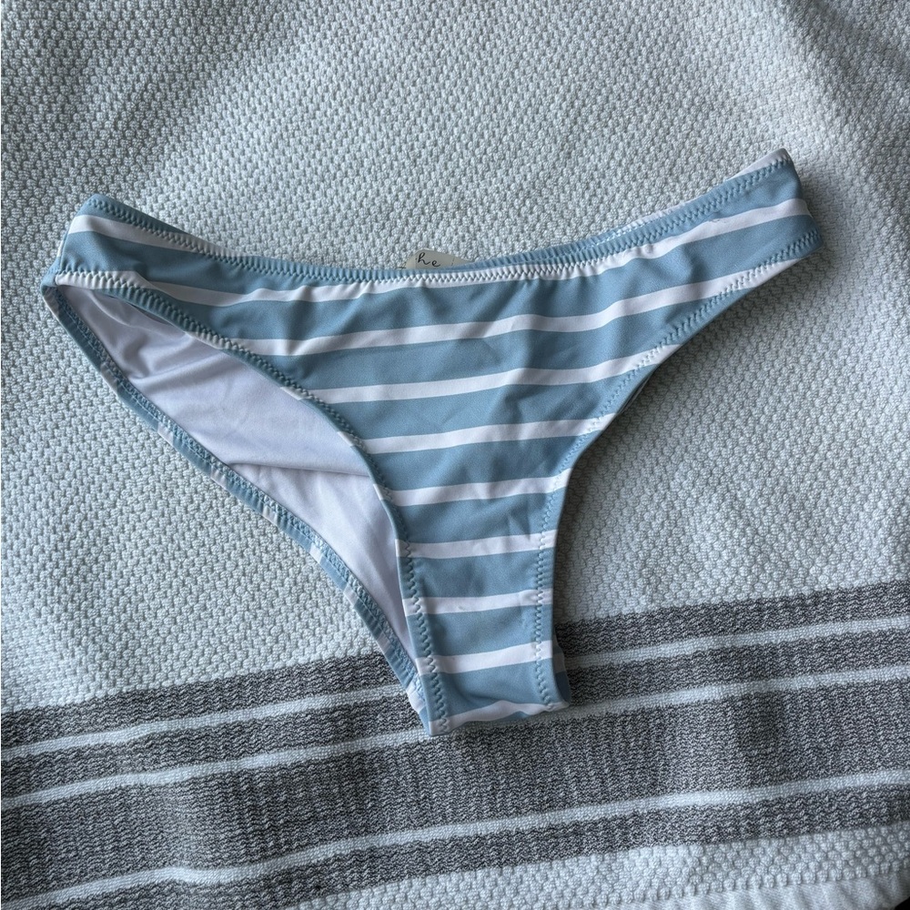 Striped Blue and White Bikini Bottom